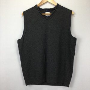 John W. Nordstrom JWN Black Sweater Vest Men's Size XL 100% Merino Wool V-Neck